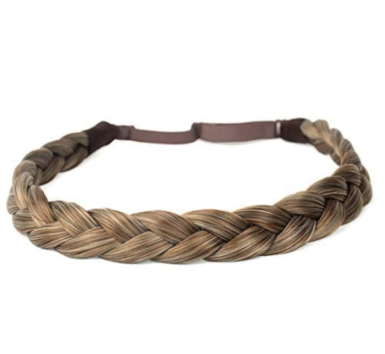 DIGUAN Synthetic Hair Braided Headband Classic Chunky Wide Plaited Braids Elastic Stretch Hairpiece Women Girl Beauty accessory, 55g aHairBeauty (#Caramel Blonde)